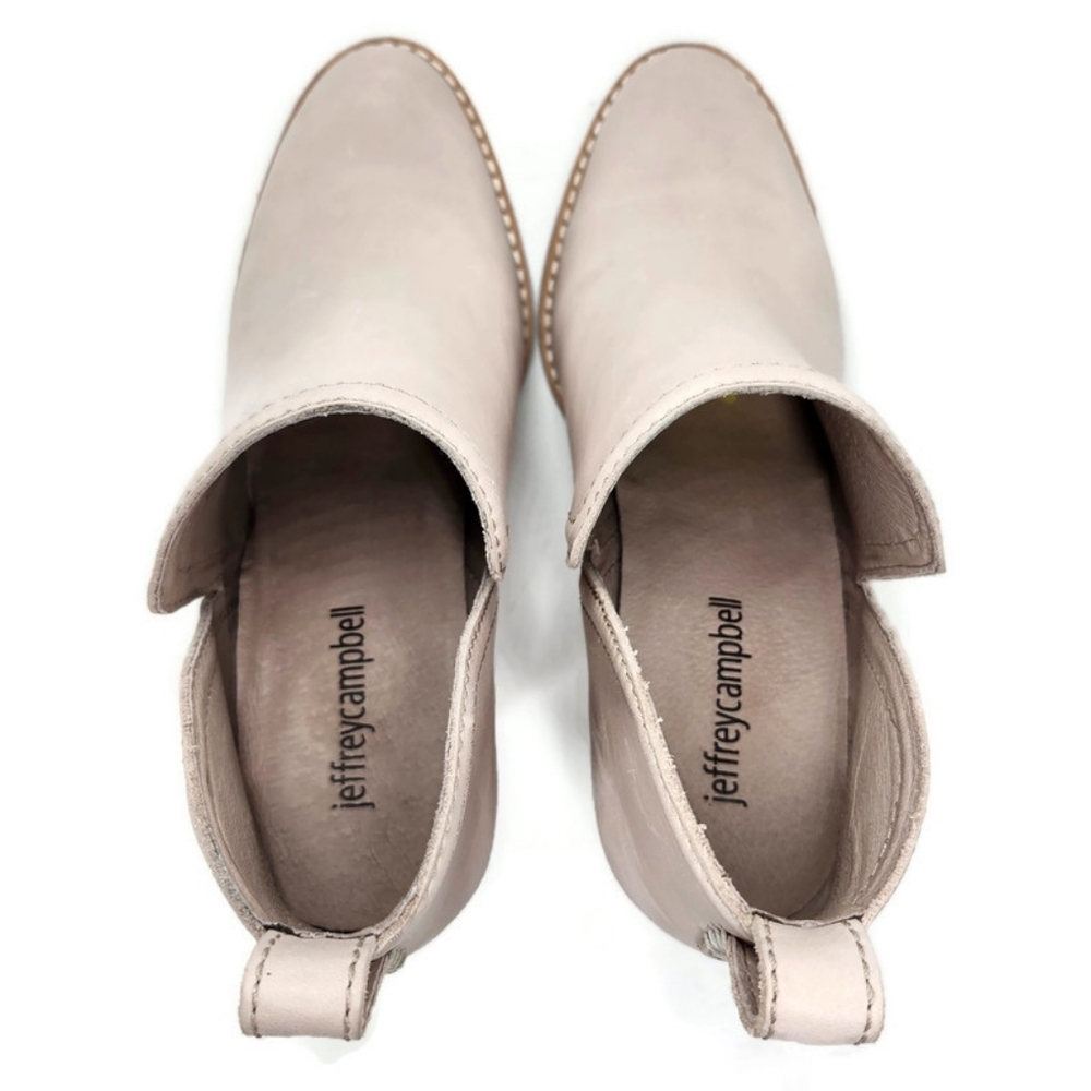Jeffrey Campbell Rosalee Cream Leather Low Notched Shaft Pull-On Block Heel Boot - Picture 5 of 16